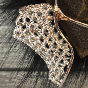 Fur pom pom keychain, silver heels, Handbag Charm